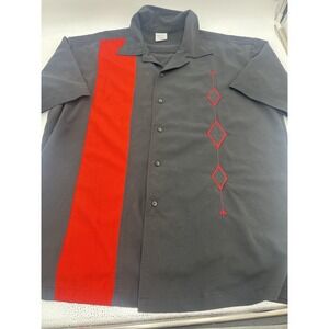 Designs by Attila Bowling Shirt Mens XL Black Red Retro Rockabilly